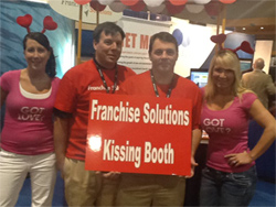 Sales team kissing booth